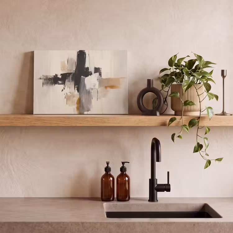 Leinwandbild - Pinselstriche - Grob - Abstrakt - Beige — 3