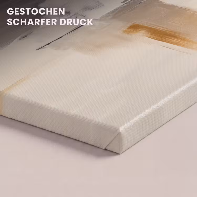 Leinwandbild - Pinselstriche - Grob - Abstrakt - Beige — 4