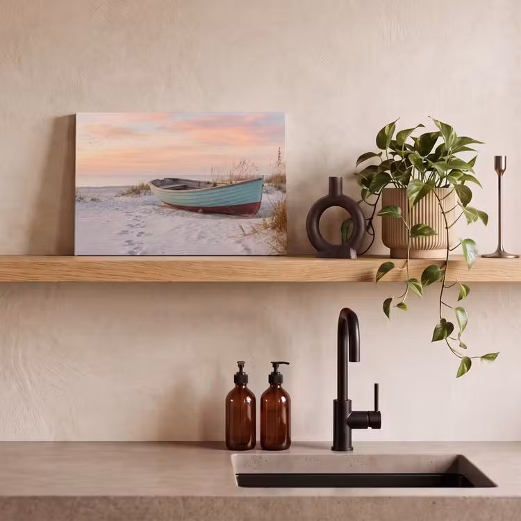Leinwandbild - Rustikal - Ruderboot - Sandstrand — 3