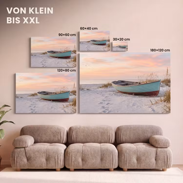 Leinwandbild - Rustikal - Ruderboot - Sandstrand — 6