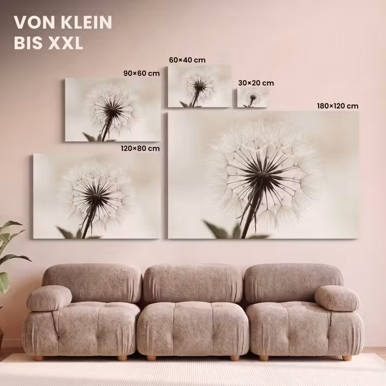 Leinwandbild - Pusteblume - Minimalistisch - Weiß — 6
