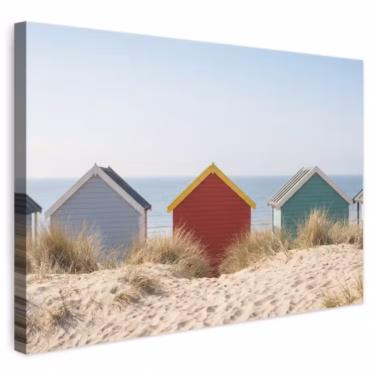 Leinwandbild - Strand - Ferienhäuser - Farbenfroh - Dünen — 1