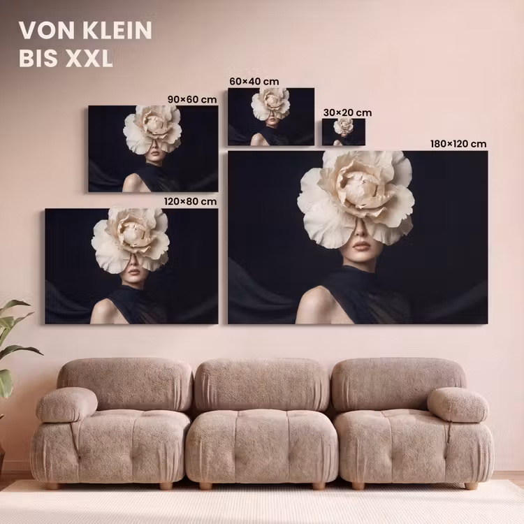 Leinwandbild - Rose - Zeitlos - Schwarz — 6