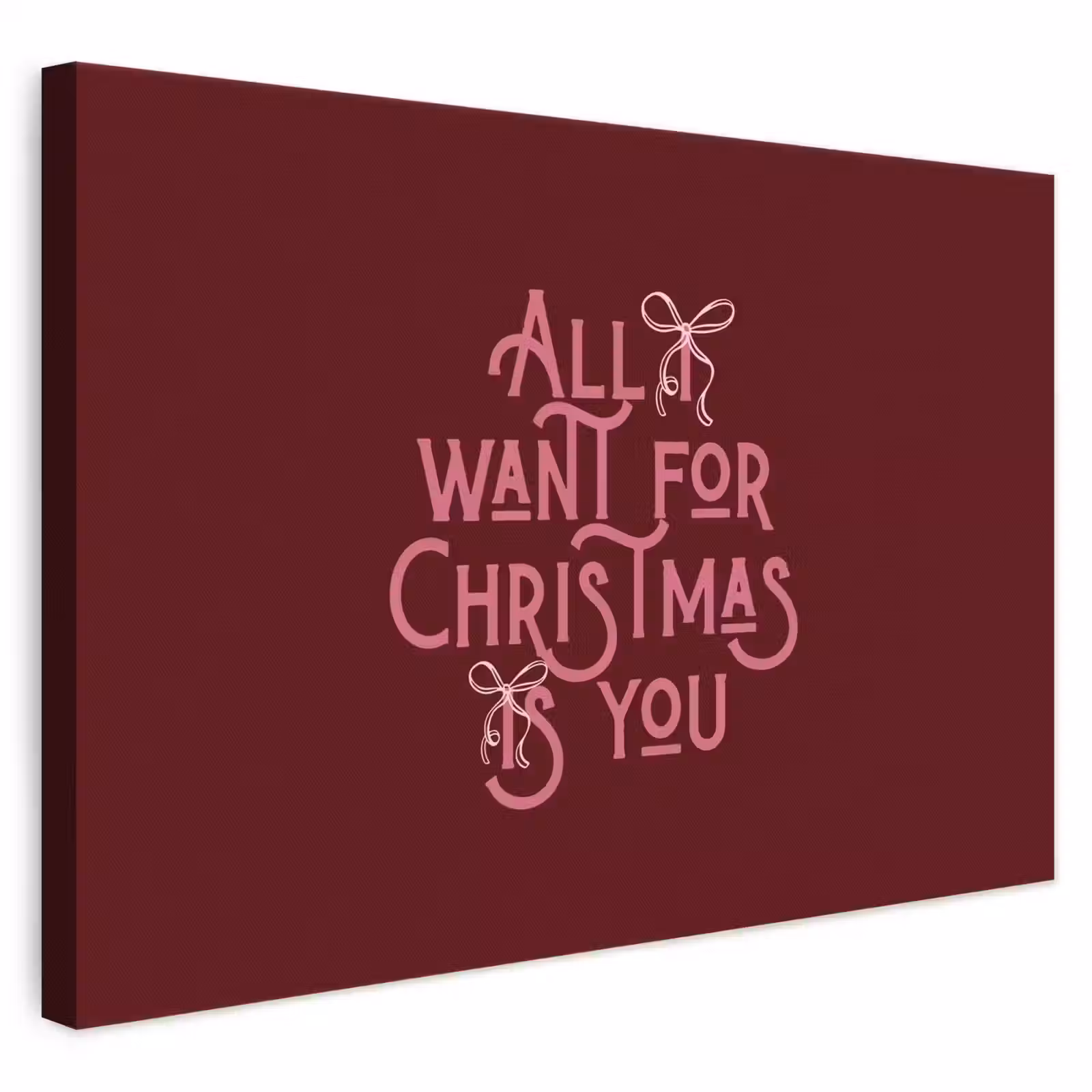 Leinwandbild - Text – Weihnachten – Rot – Rosa — 1