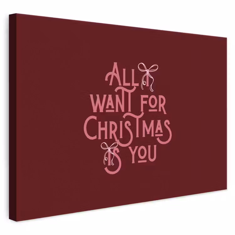 Leinwandbild - Text – Weihnachten – Rot – Rosa — 1