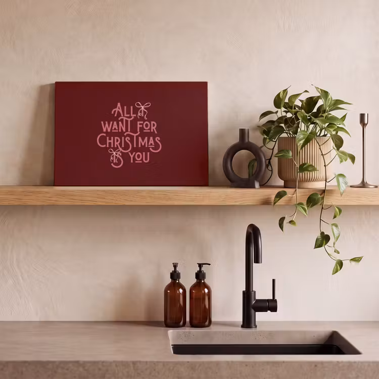 Leinwandbild - Text – Weihnachten – Rot – Rosa — 3