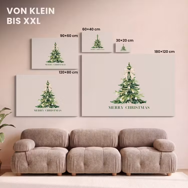 Leinwandbild - Weihnachten – Weihnachtsbaum – Text — 6