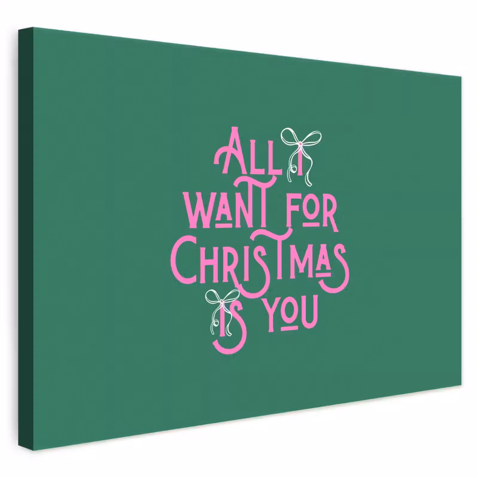 Leinwandbild - Weihnachten – Text – Rosa – Grün — 1