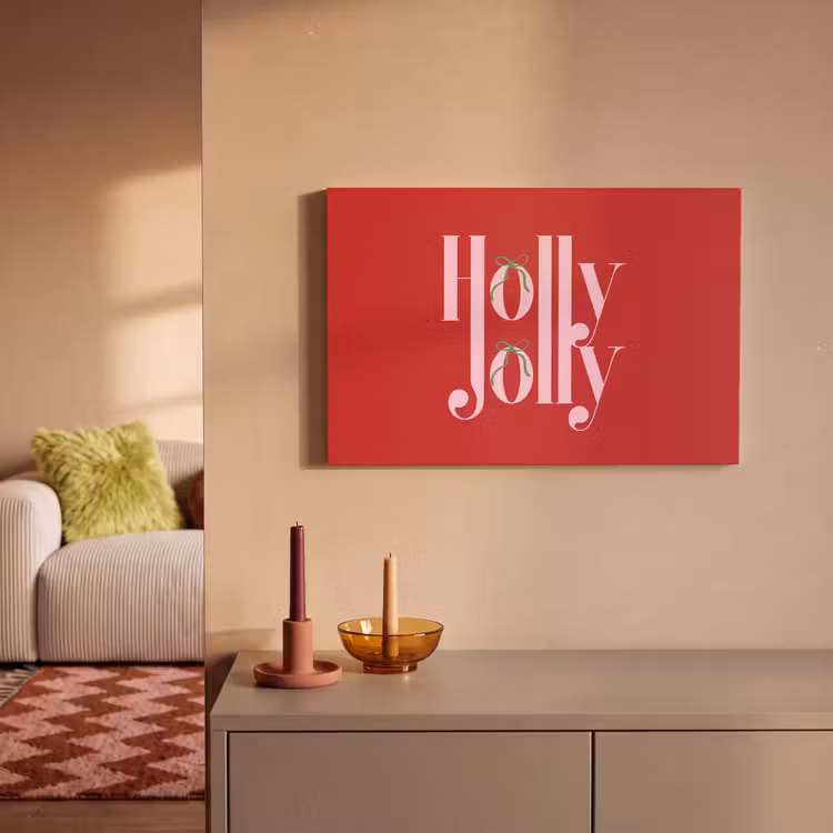 Leinwandbild - Weihnachten – Rosa – Rot – Text — 2