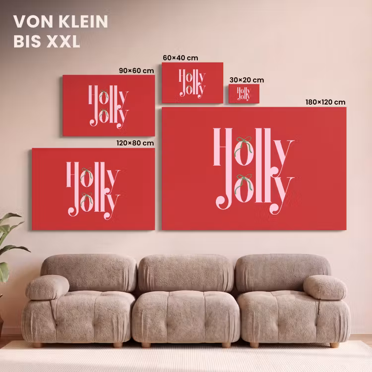 Leinwandbild - Weihnachten – Rosa – Rot – Text — 6