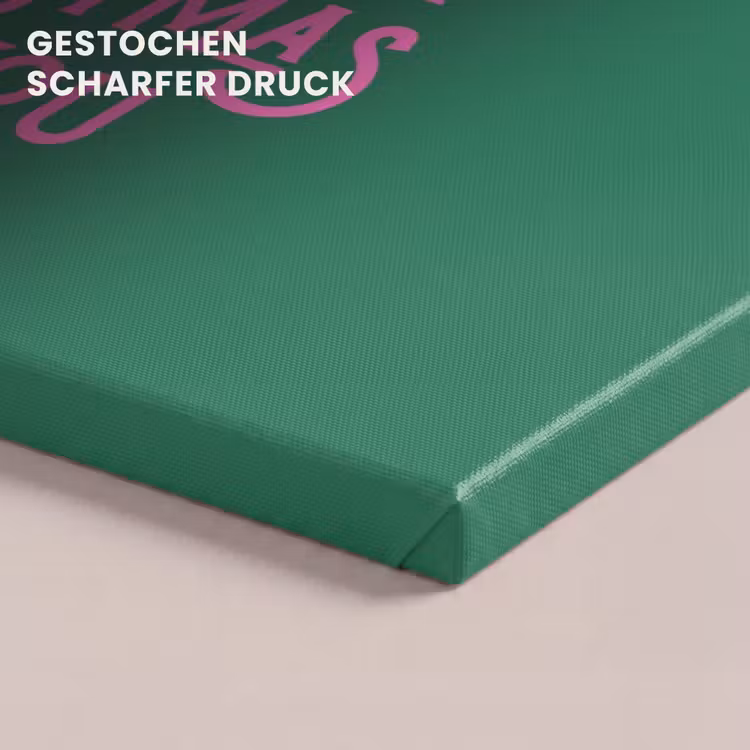 Leinwandbild - Weihnachten – Text – Rosa – Grün — 4