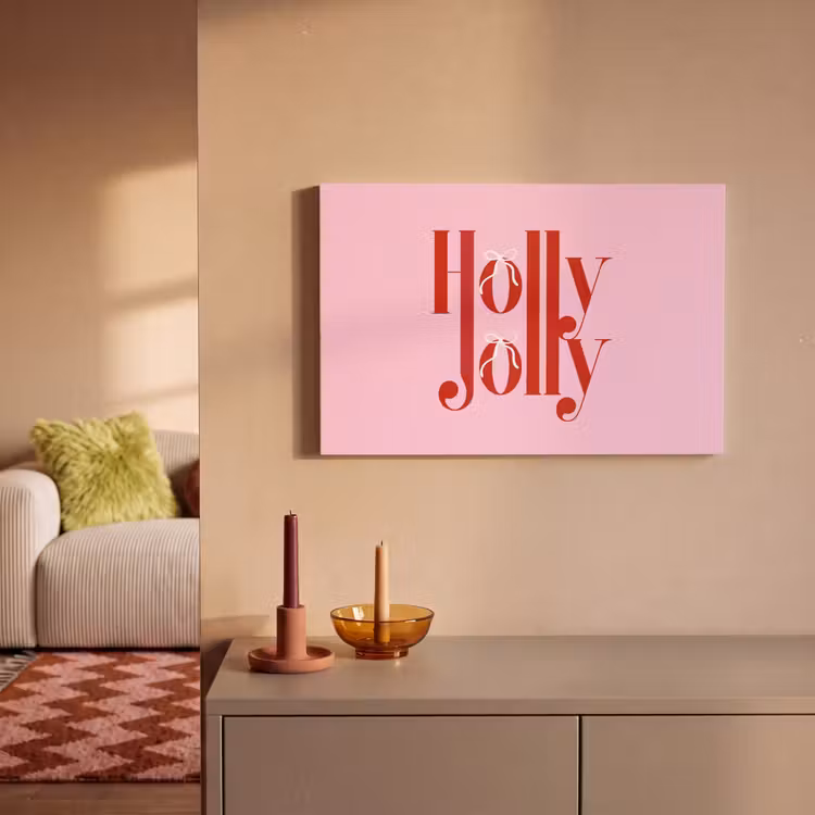 Leinwandbild - Weihnachten – Text – Rot – Rosa — 2
