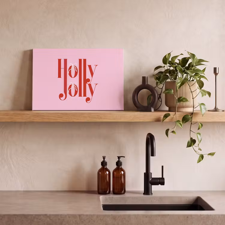 Leinwandbild - Weihnachten – Text – Rot – Rosa — 3