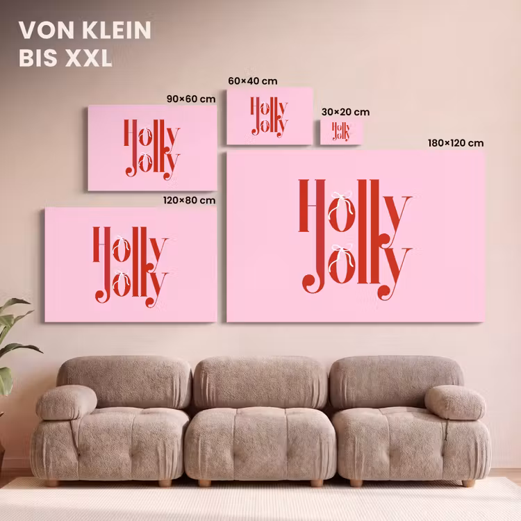 Leinwandbild - Weihnachten – Text – Rot – Rosa — 6