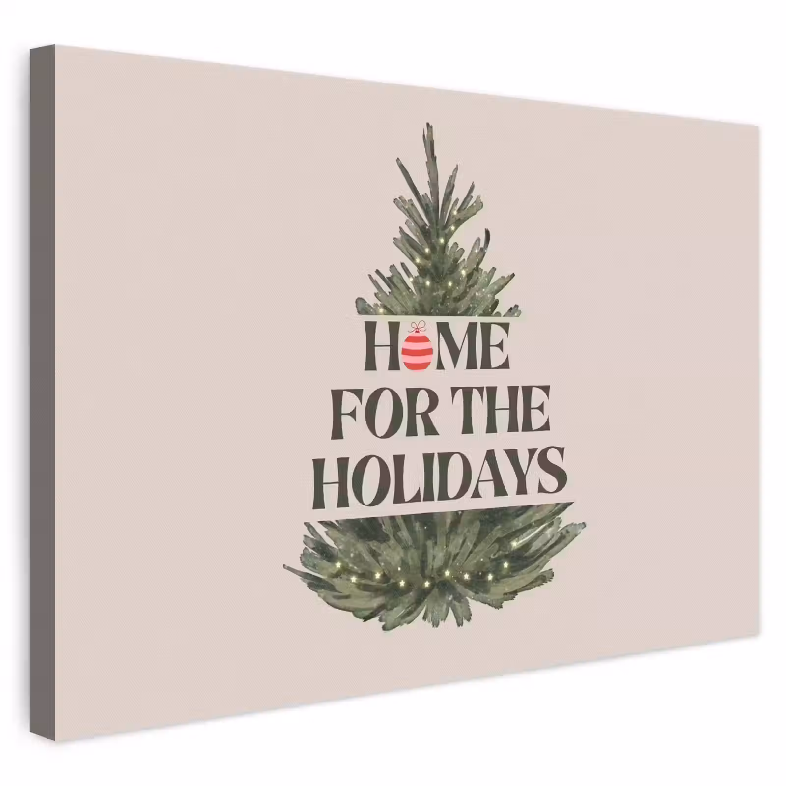 Leinwandbild - Weihnachten – Text – Weihnachtsbaum – Beige — 1