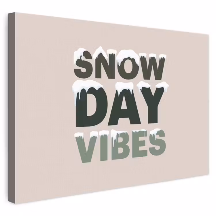 Leinwandbild - Schnee – Text – Weihnachten – Beige — 1