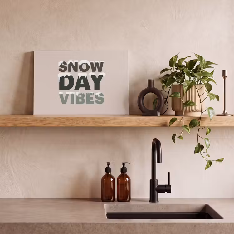 Leinwandbild - Schnee – Text – Weihnachten – Beige — 3