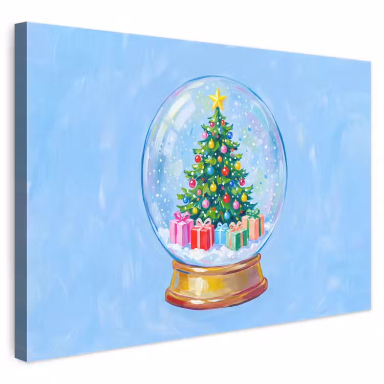 Leinwandbild - Schneekugel – Weihnachten – Geschenke — 1