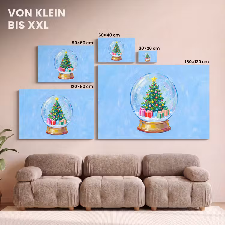 Leinwandbild - Schneekugel – Weihnachten – Geschenke — 6