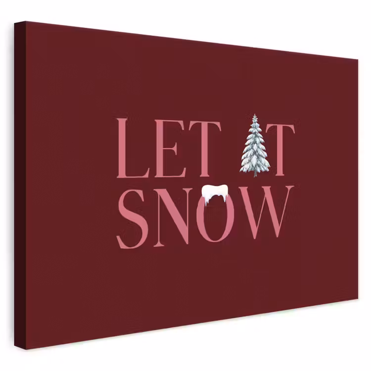 Leinwandbild - Text – Weihnachten – Schnee – Rosa — 1