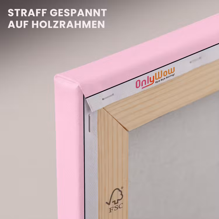 Leinwandbild - Weihnachten – Text – Schnee – Rosa — 5