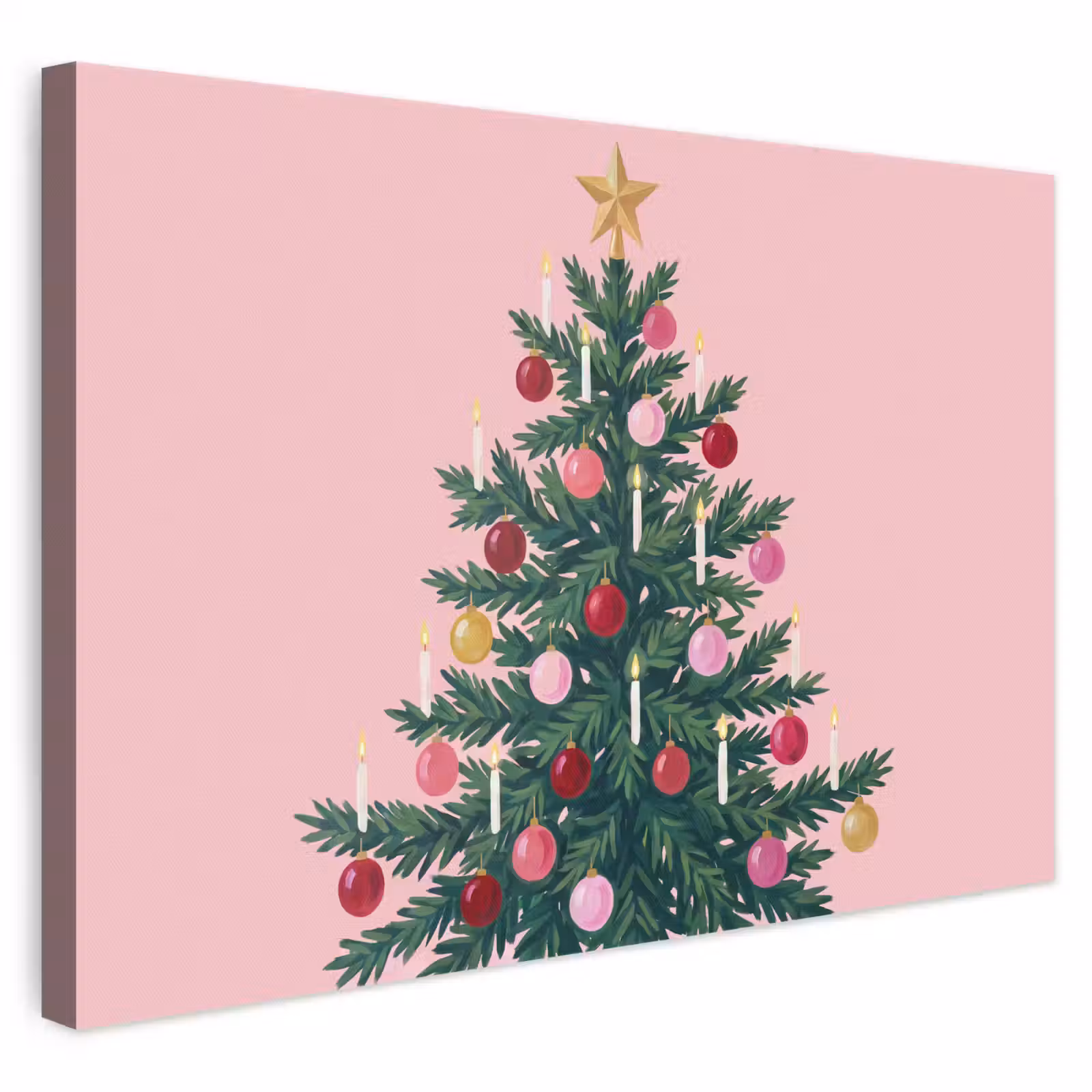 Leinwandbild - Weihnachtsbaum – Weihnachten – Rosa — 1