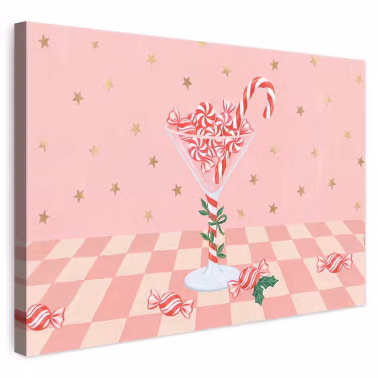 Leinwandbild - Süßigkeiten – Glas – Rosa — 1