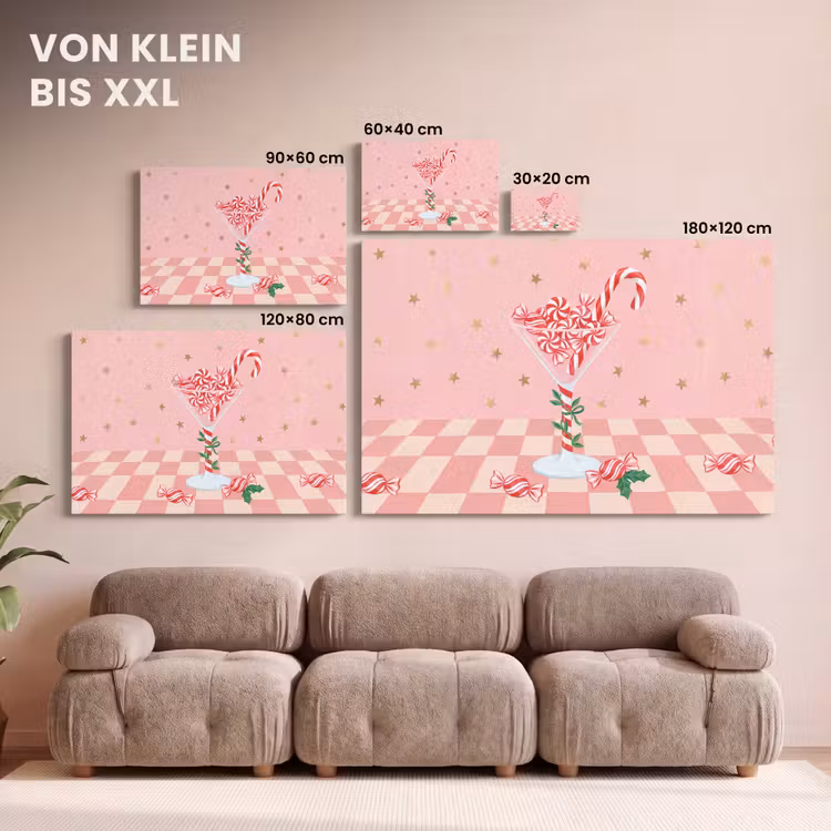 Leinwandbild - Süßigkeiten – Glas – Rosa — 6