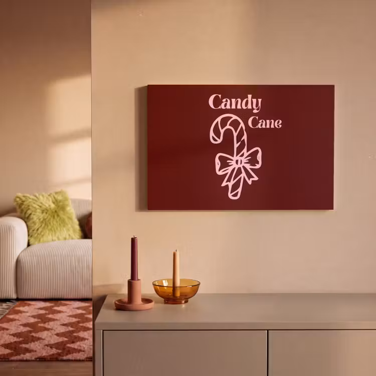 Leinwandbild - Weihnachten – Süßigkeiten – Text – Rosa — 2