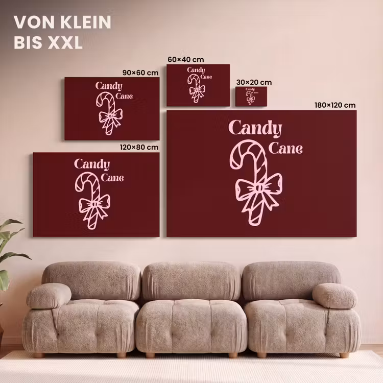 Leinwandbild - Weihnachten – Süßigkeiten – Text – Rosa — 6