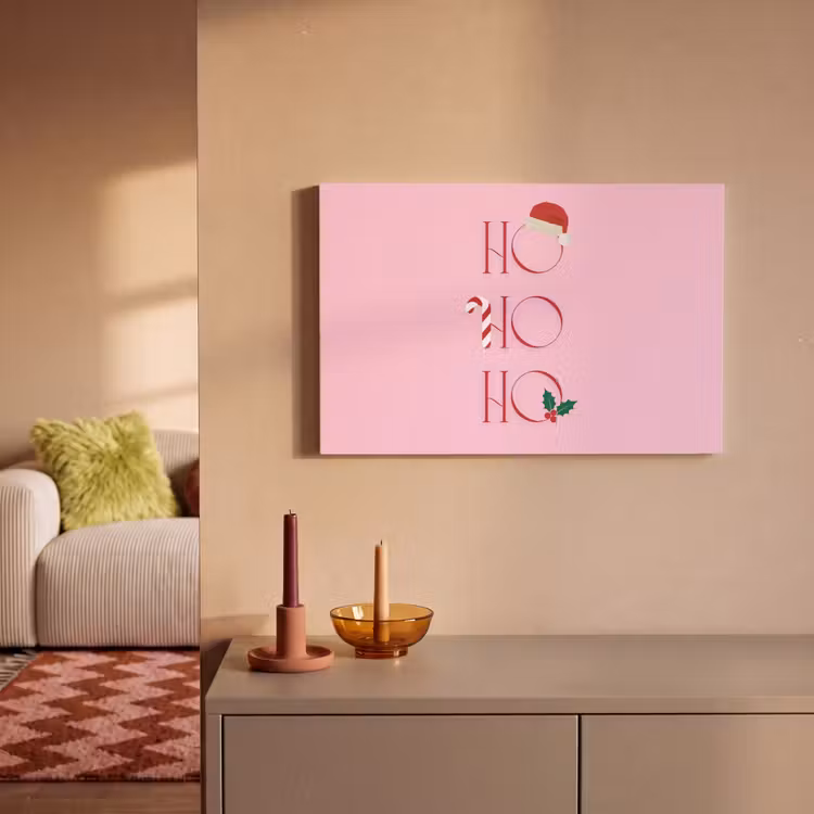 Leinwandbild - Weihnachten – Text – Rosa – Illustration — 2