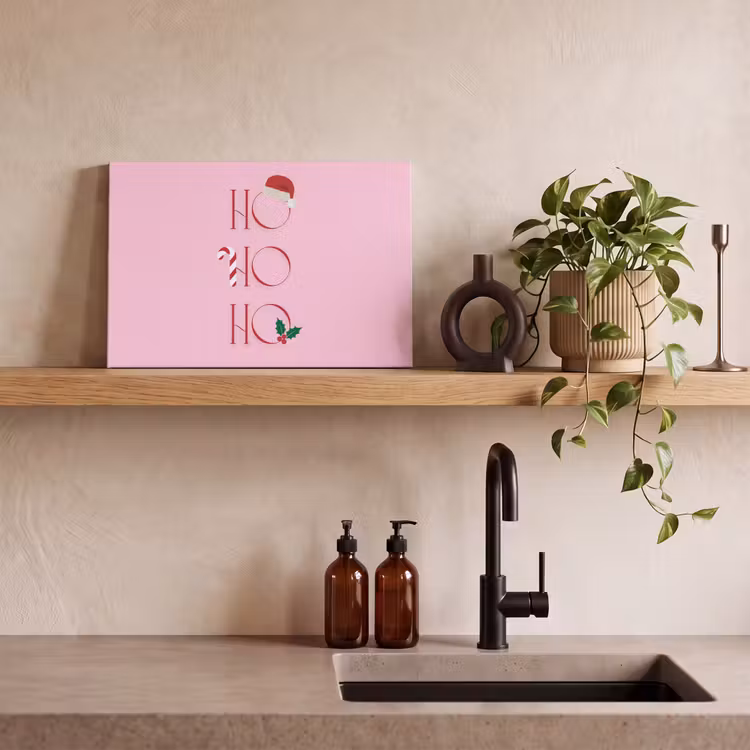 Leinwandbild - Weihnachten – Text – Rosa – Illustration — 3