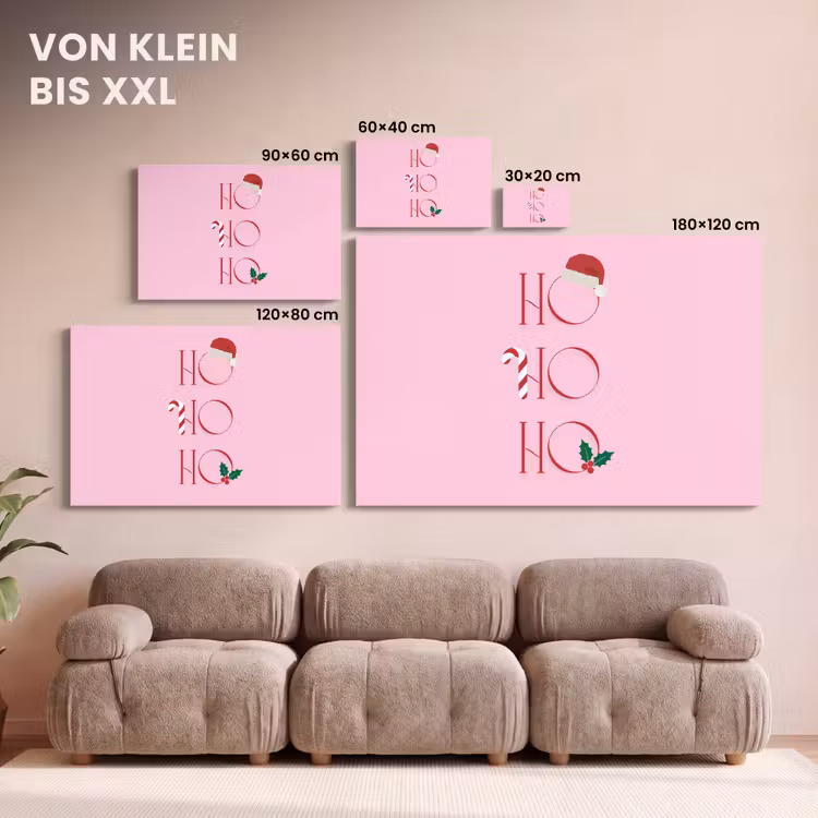 Leinwandbild - Weihnachten – Text – Rosa – Illustration — 6
