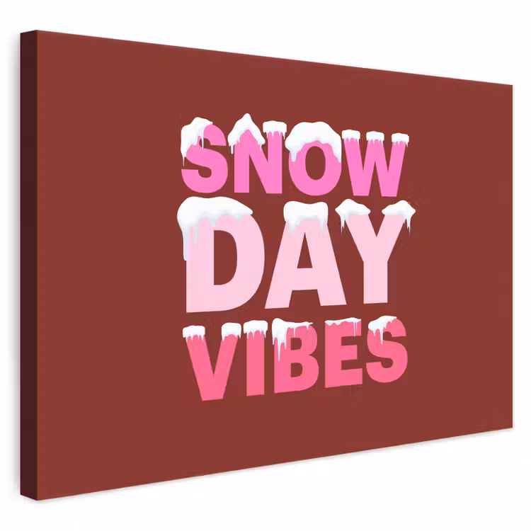 Leinwandbild - Weihnachten – Text – Schnee – Rot – Rosa — 1