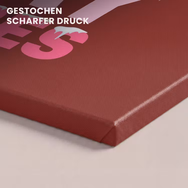 Leinwandbild - Weihnachten – Text – Schnee – Rot – Rosa — 4