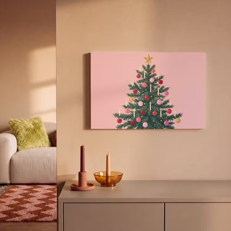 Leinwandbild - Weihnachtsbaum – Weihnachten – Rosa — 2