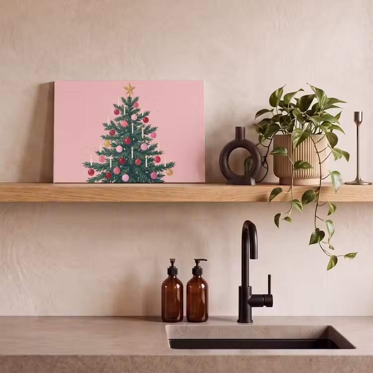 Leinwandbild - Weihnachtsbaum – Weihnachten – Rosa — 3