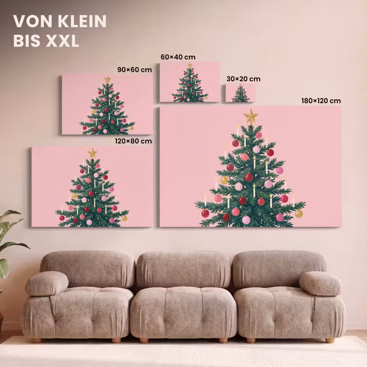 Leinwandbild - Weihnachtsbaum – Weihnachten – Rosa — 6