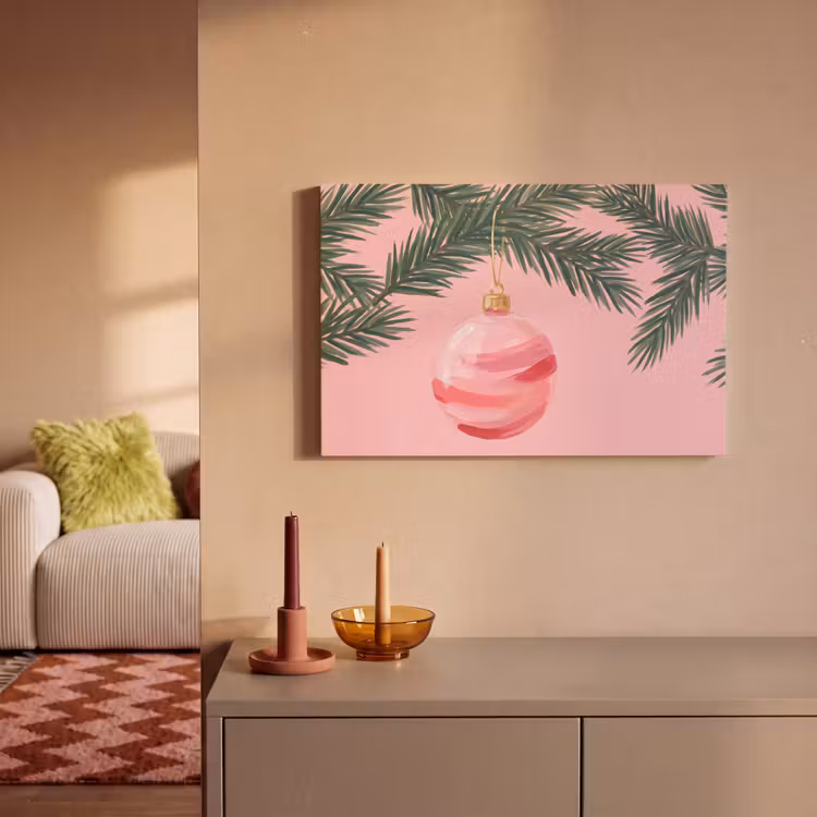 Leinwandbild - Weihnachtskugel – Rosa – Weihnachten — 2