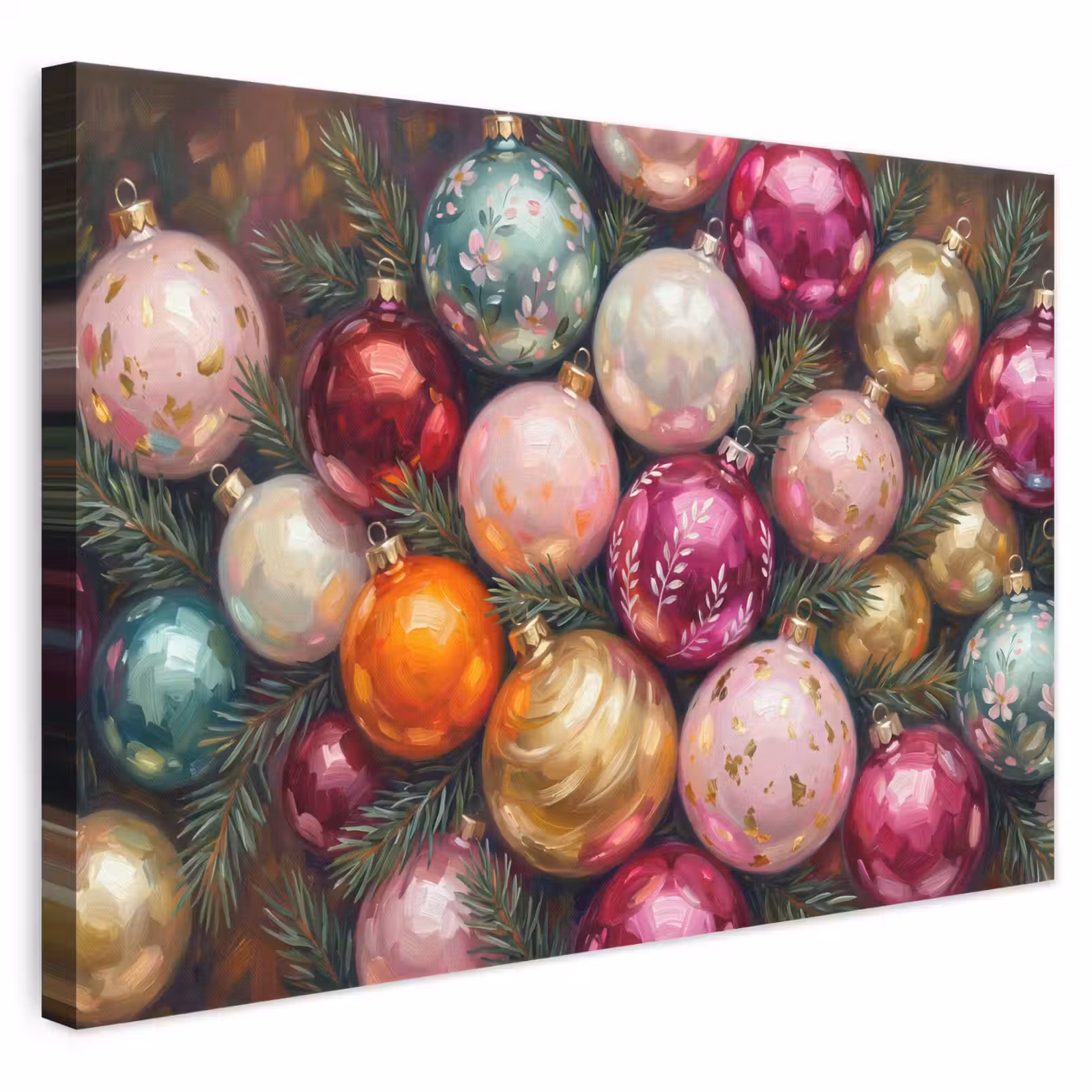 Leinwandbild - Weihnachtskugeln – Bunt – Festlich — 1