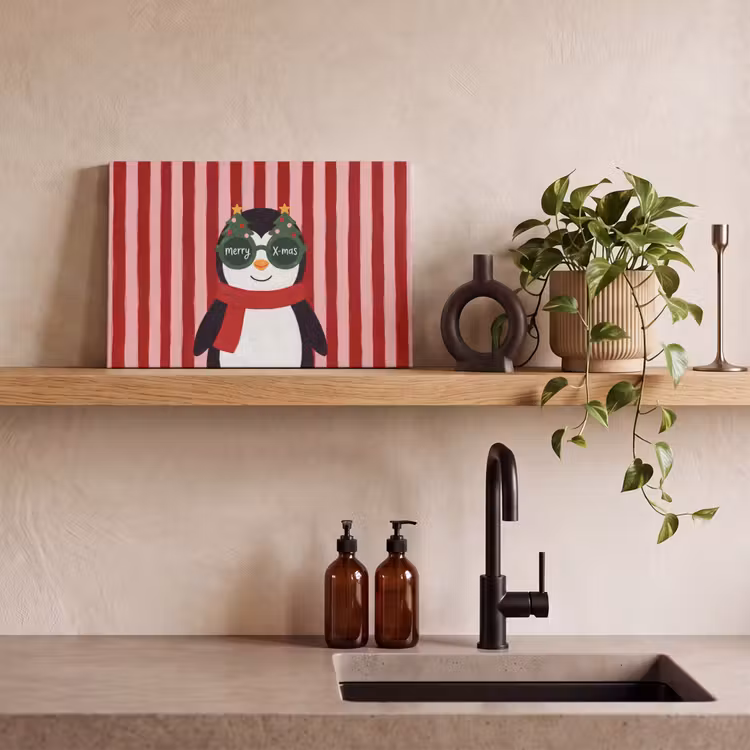 Leinwandbild - Pinguin – Weihnachten – Illustration — 3