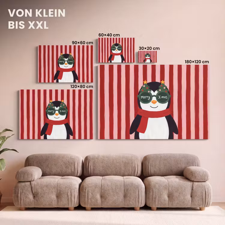 Leinwandbild - Pinguin – Weihnachten – Illustration — 6