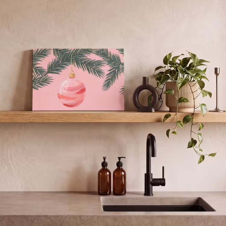 Leinwandbild - Weihnachtskugel – Rosa – Weihnachten — 3