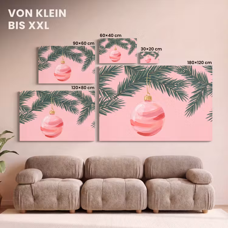 Leinwandbild - Weihnachtskugel – Rosa – Weihnachten — 6