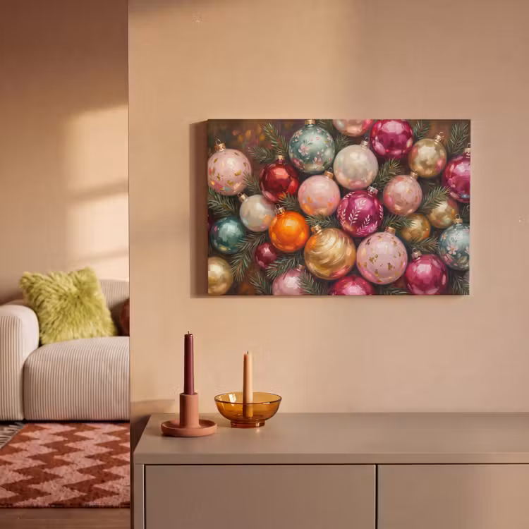 Leinwandbild - Weihnachtskugeln – Bunt – Festlich — 2