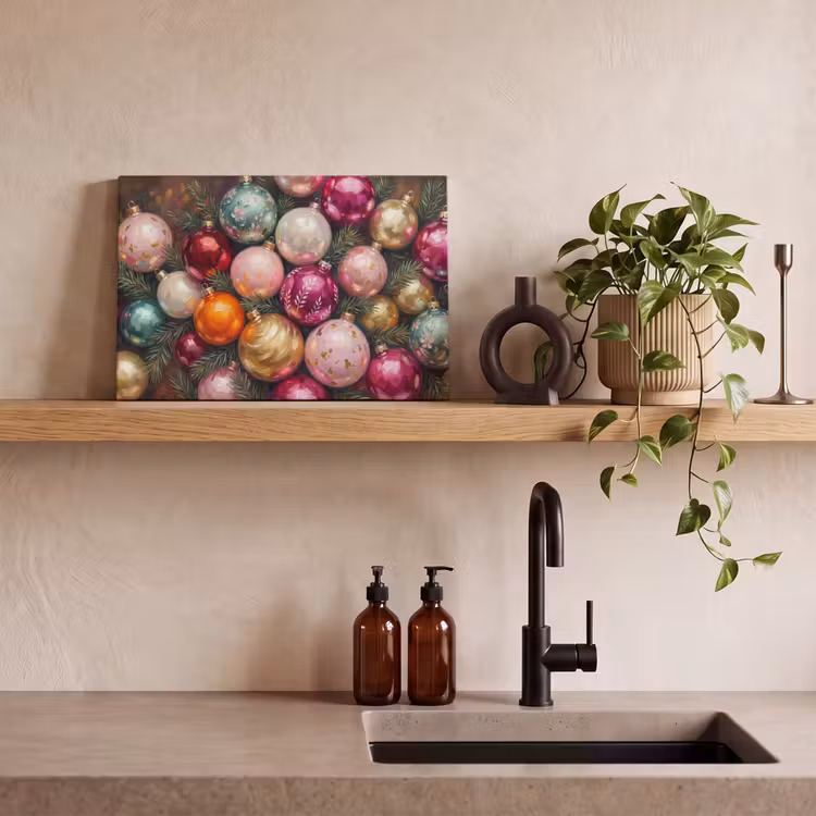 Leinwandbild - Weihnachtskugeln – Bunt – Festlich — 3