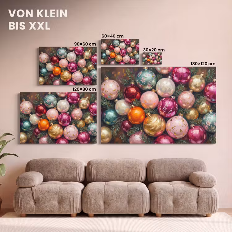 Leinwandbild - Weihnachtskugeln – Bunt – Festlich — 6