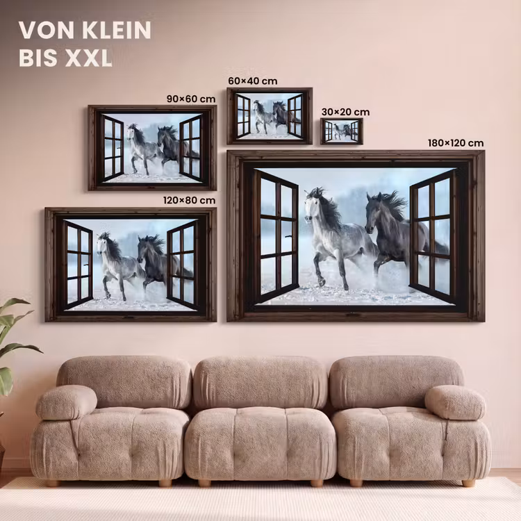 Leinwandbild - Pferde - Winter - Tiere - Natur - Durchblicken — 6