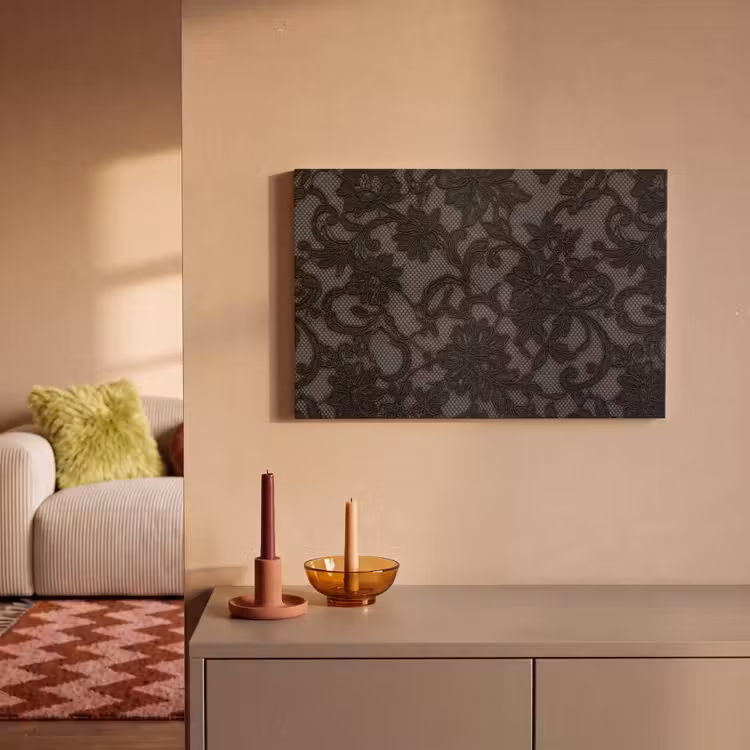 Leinwandbild - Spitze – Blumen – Schwarz — 2