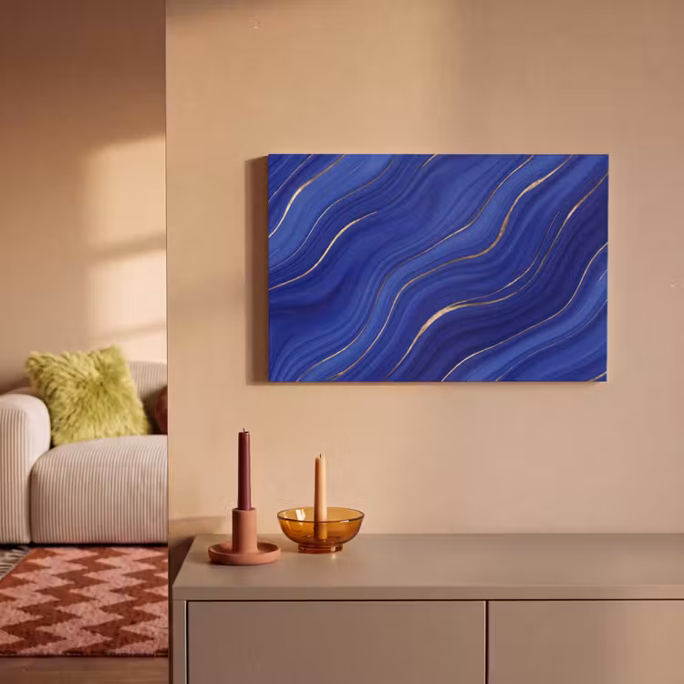 Leinwandbild - Zusammenfassung – Linien – Blau — 2